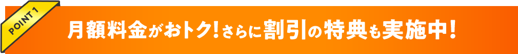 月額料金がおトク!さらに割引の特典も実施中!